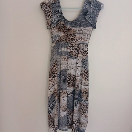 Women's summer dress like new, gray multicolor, size M