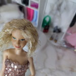 Barbie Curly Hair OOAK used with handmade pink gold dress