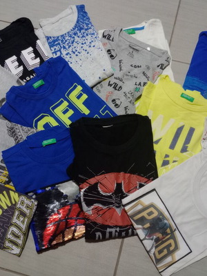Summer T-shirts for Boys, 15 Pieces, Like New, Including 5 Benetton