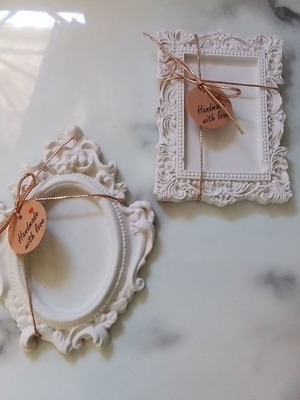 Mixed vintage baroque gift frames, pack of 50, plaster with gold cord
