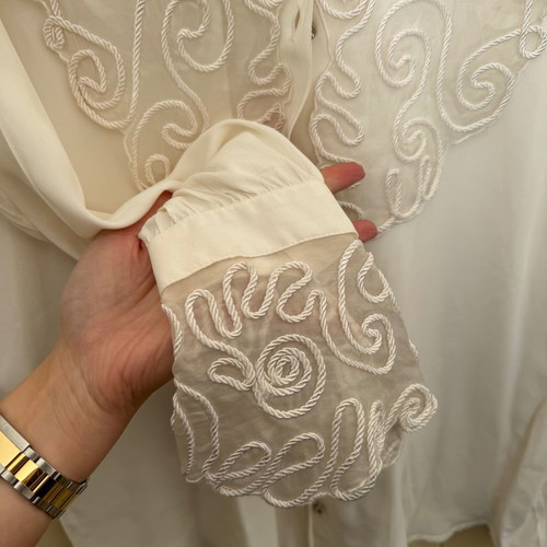 Vintage shirt new, white with rhinestones, size L