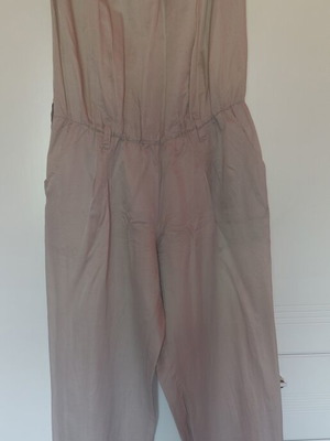 Strapless Jumpsuit medium with 30% natural silk and cotton, like new, beige