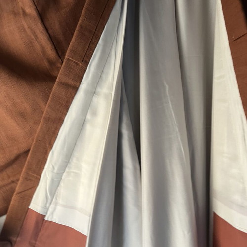 Japanese kimono silk and cotton, orange, 180cm