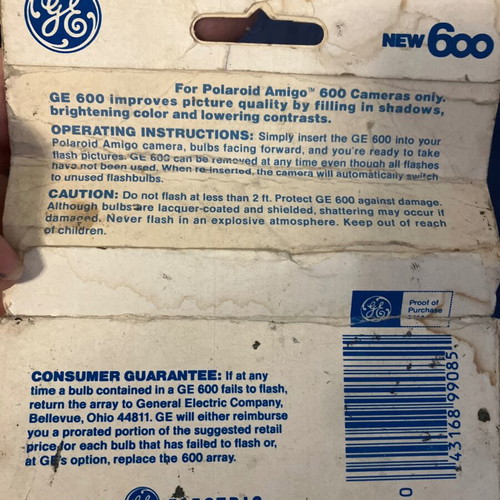 Magnesium flash bars used for Polaroid Amigo 600 cameras General Electric, pack of 4