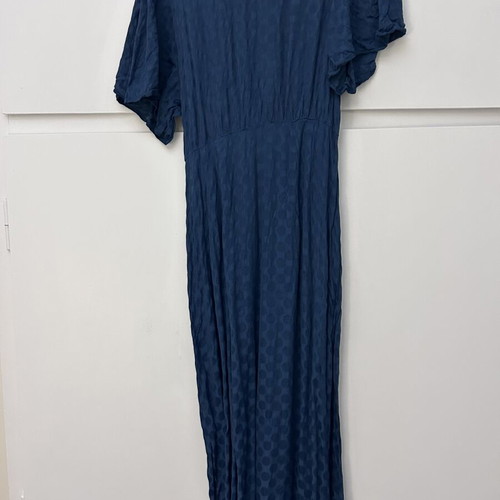 Oysho maxi dress, airy empire waist, navy blue