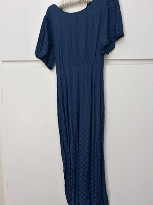 Oysho maxi dress, airy empire waist, navy blue