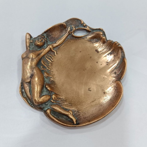 Art Nouveau decorative pin tray ashtray with mermaid, used