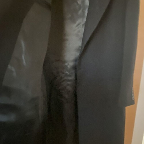 Men's single-breasted overcoat black wool like new, size Large
