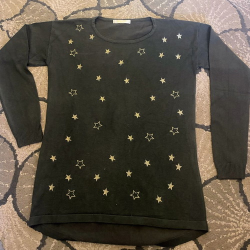 Mosnova long khaki pullover with stars, S/M