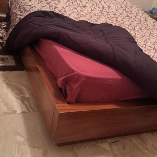 Double bed handmade from walnut wood like new with mattress