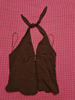 Stradivarius halter top, brown, size S/36