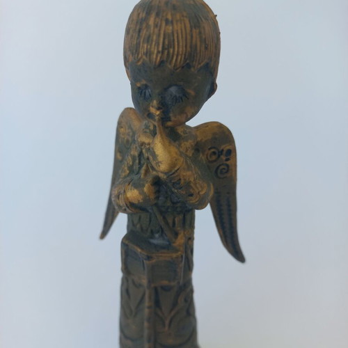 Victorian angel figurine used, vintage bronze Italian made