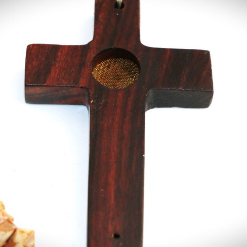 Wooden cross necklace pendant new with semi-precious stones
