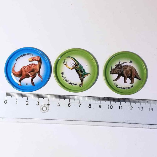 Nounou Fun Fun metal caps set of three with dinosaur theme used