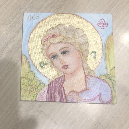Guardian Angel original watercolor painting on canvas, new