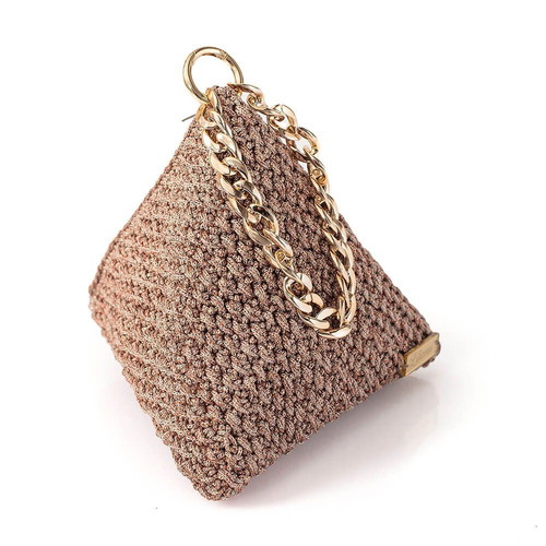 Handmade Triangular Handbag Gold Color New