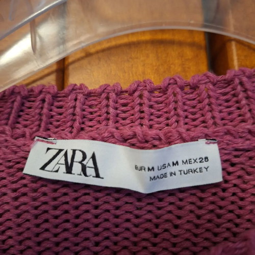 Zara knitted cropped sweater new, size M, pink and yellow