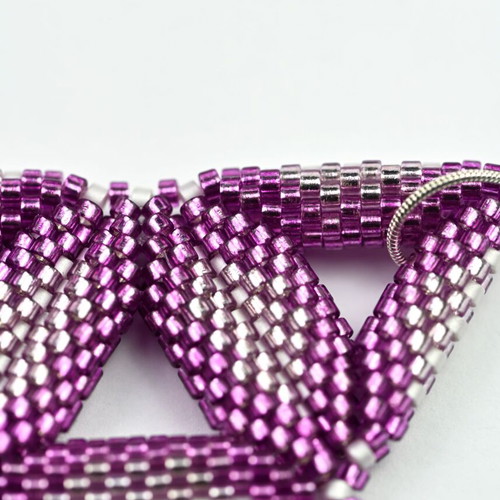 Necklace purple triangles custom made with high-quality glass beads