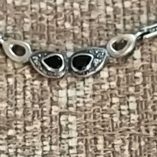 Silver Necklace 925 with Black Drop Details New