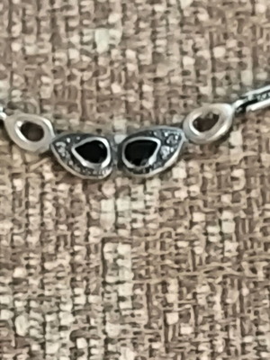 Silver Necklace 925 with Black Drop Details New