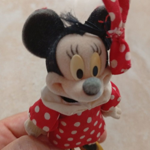 Minnie Mouse vintage flocked figure, red polka dot dress