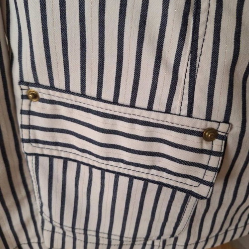 MIA women's cotton striped jean-style jacket black white like new