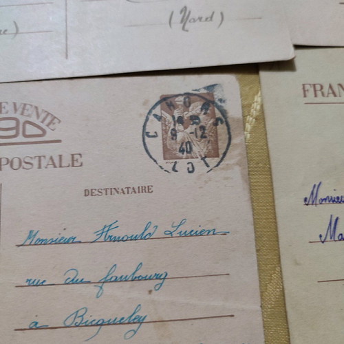 French postcards used, pack of 10, 1940-1941