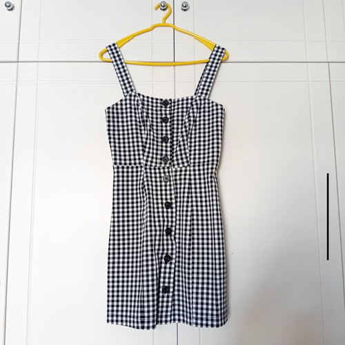 Bershka Gingham Mini Dress like new, black and white