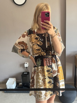 Miss Miss dress, size M, multicolor and brown