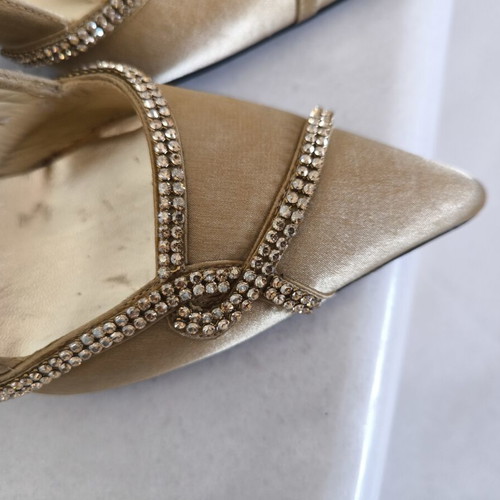 Rossi heels with genuine Swarovski stones, new, gold color, size 37