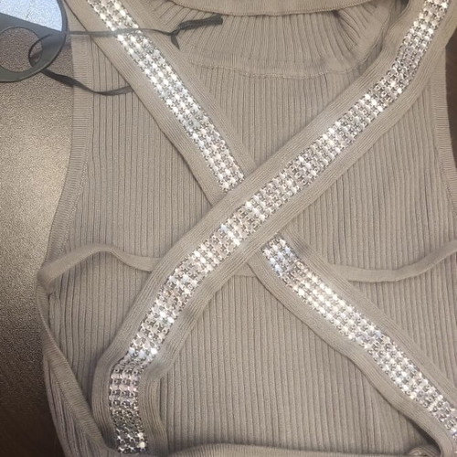 Fullah Sugah sleeveless cotton blouse with rhinestones, new, grey