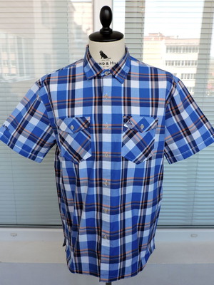 Schoffel men's short sleeve blue check shirt size L like new