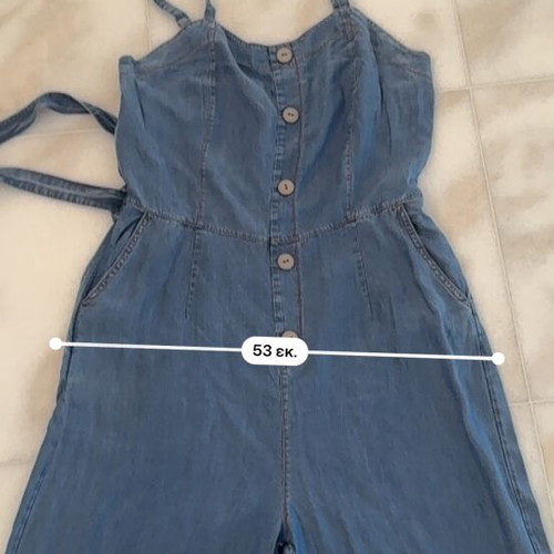 Denim Long Jumpsuit Large soft denim like new, blue