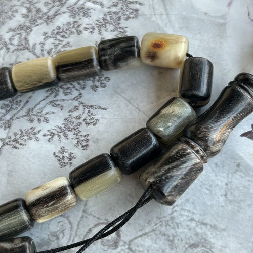 Komboloi from ox horn used, 33 beads 12x8mm
