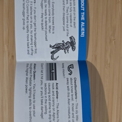 Alien vs Predator The Last of His Clan Nintendo Game Boy instruction manual