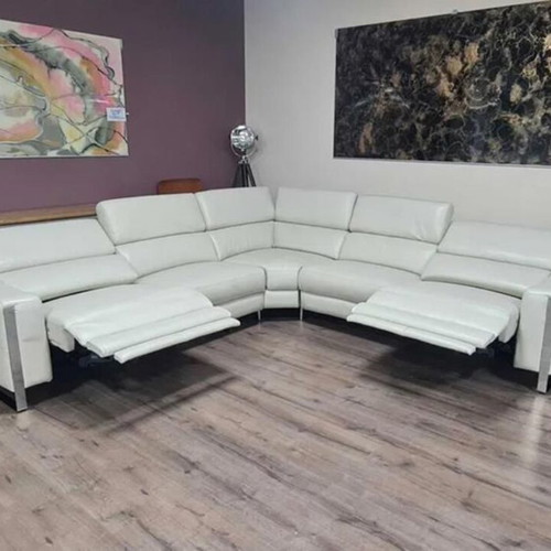 Torres corner sofa cream with electric relax mechanism and genuine leather