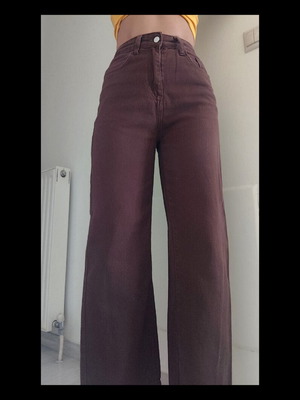 Shein high-waisted brown denim jeans, petite collection, XS