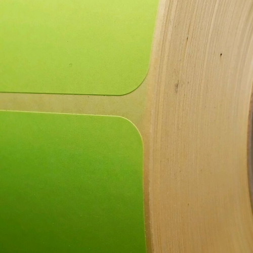 Adhesive labels new, 2500 roll, bright green color