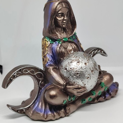Triple Goddess Statue with Moon Resin 17cm like new