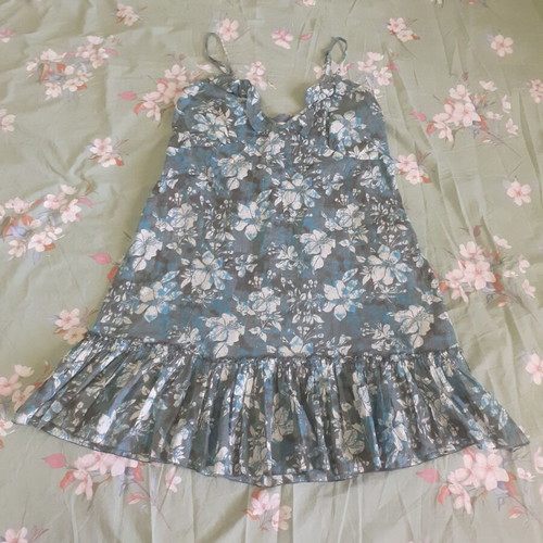 Soul Rebel summer dress size L, 100% cotton, white and blue
