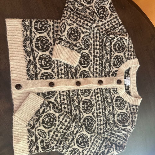 Women's cardigan M beige and brown with pumpkin pattern, new