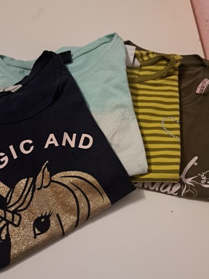 Girls' short-sleeve t-shirts used, pack of 4, H&M and other brands, colorful