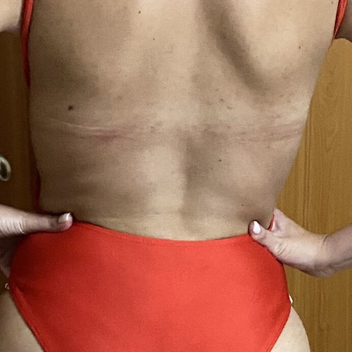 Decoro swimsuit new, red, open back with V bust