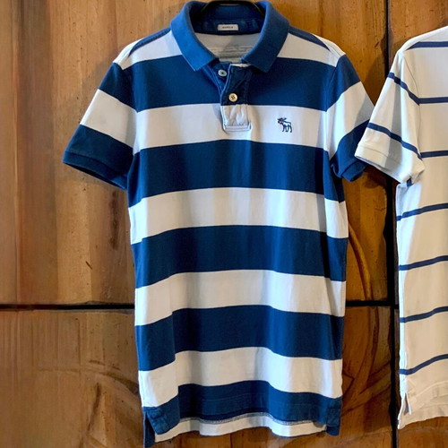 Abercrombie & Fitch Men's Short Sleeve Polo Rugby Striped Shirt Used Size S