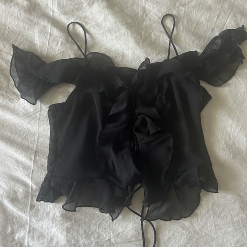 Ruffles Top-Corset Black small, like new, adjustable fit