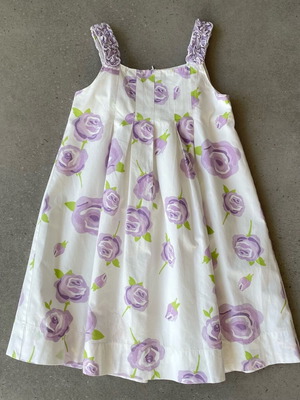 Frattina girls dress like new, printed, age 8, white and purple