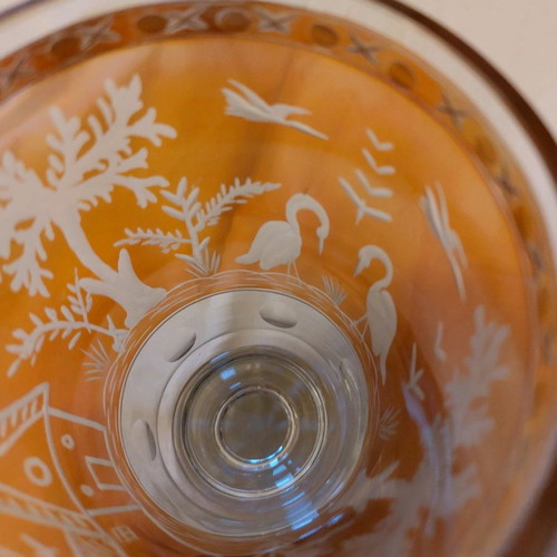 Bohemia glass used vintage amber crystal with tayé hand designs