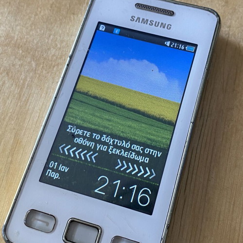 Samsung Star 2 mobile phone used, collectible with cracked camera glass