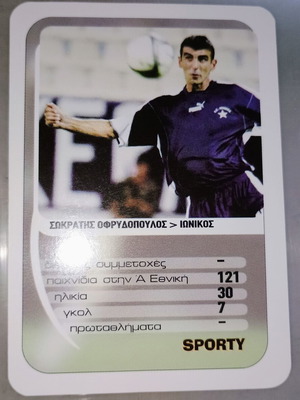 Sokratis Ofrydopoulos Ionikos collectible card like new, Sporty 2003-2004