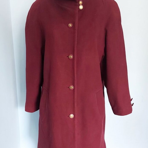 Wega red women's coat, vintage style, wool blend, sizes L-XXL